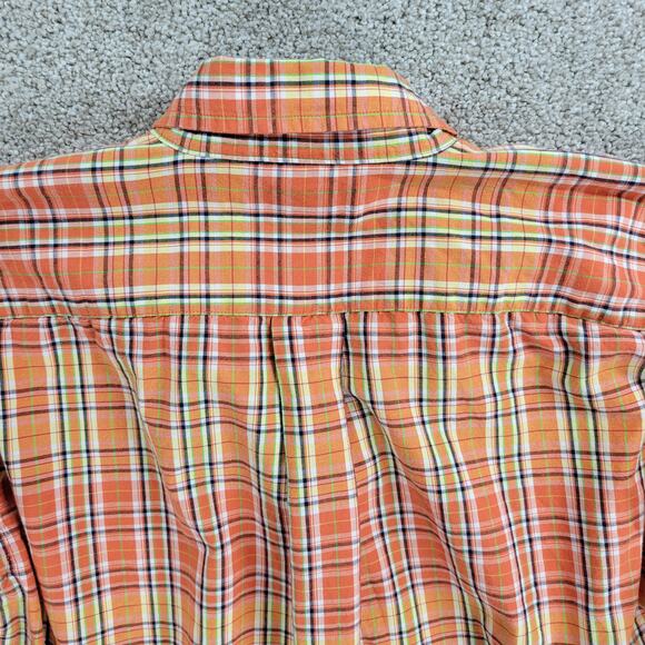 Ralph Lauren Button Down Shirt Boys L 16-18 Orange Plaid Cotton Classic Fit - Picture 9 of 12